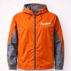 Panthers Holloway Hooded Windbreaker TX Tall XL Orange Lightweight Rain Jacket